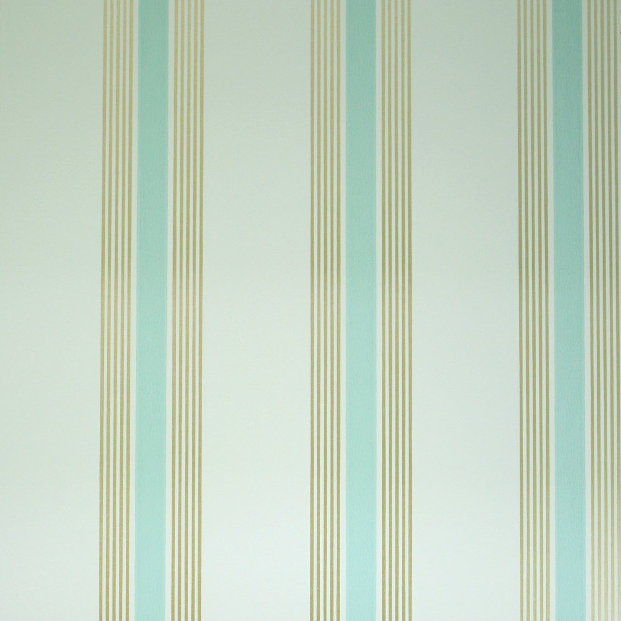 Osborne & Little Strand Grosvenor Stripe Pale Duck Egg and Gilver - W6291-04 Wallpaper