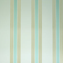 Osborne & Little Strand Grosvenor Stripe Pale Duck Egg and Gilver - W6291-04 Wallpaper