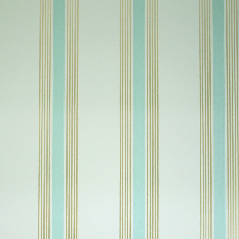 Osborne & Little Strand Grosvenor Stripe Pale Duck Egg and Gilver - W6291-04 Wallpaper