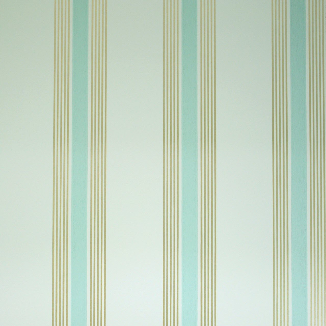 Osborne & Little Strand Grosvenor Stripe Pale Duck Egg and Gilver - W6291-04 Wallpaper