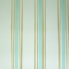 Osborne & Little Strand Grosvenor Stripe Pale Duck Egg and Gilver - W6291-04 Wallpaper