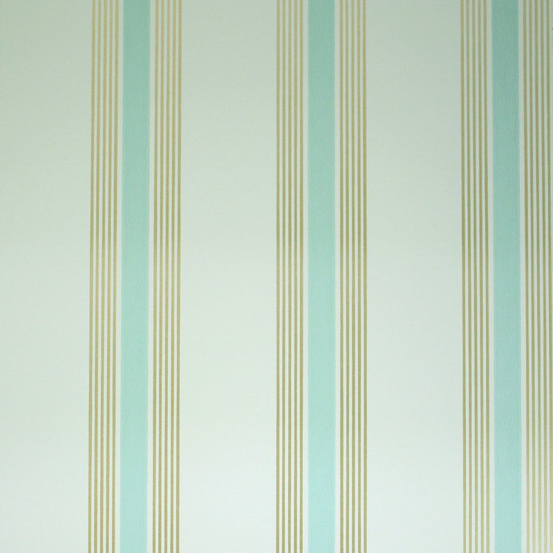 Osborne & Little Strand Grosvenor Stripe Pale Duck Egg and Gilver - W6291-04 Wallpaper