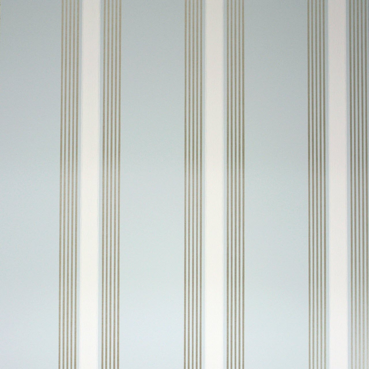 Osborne & Little Strand Grosvenor Stripe Pale Steel Blue, White and Gilver - W6291-05 Wallpaper