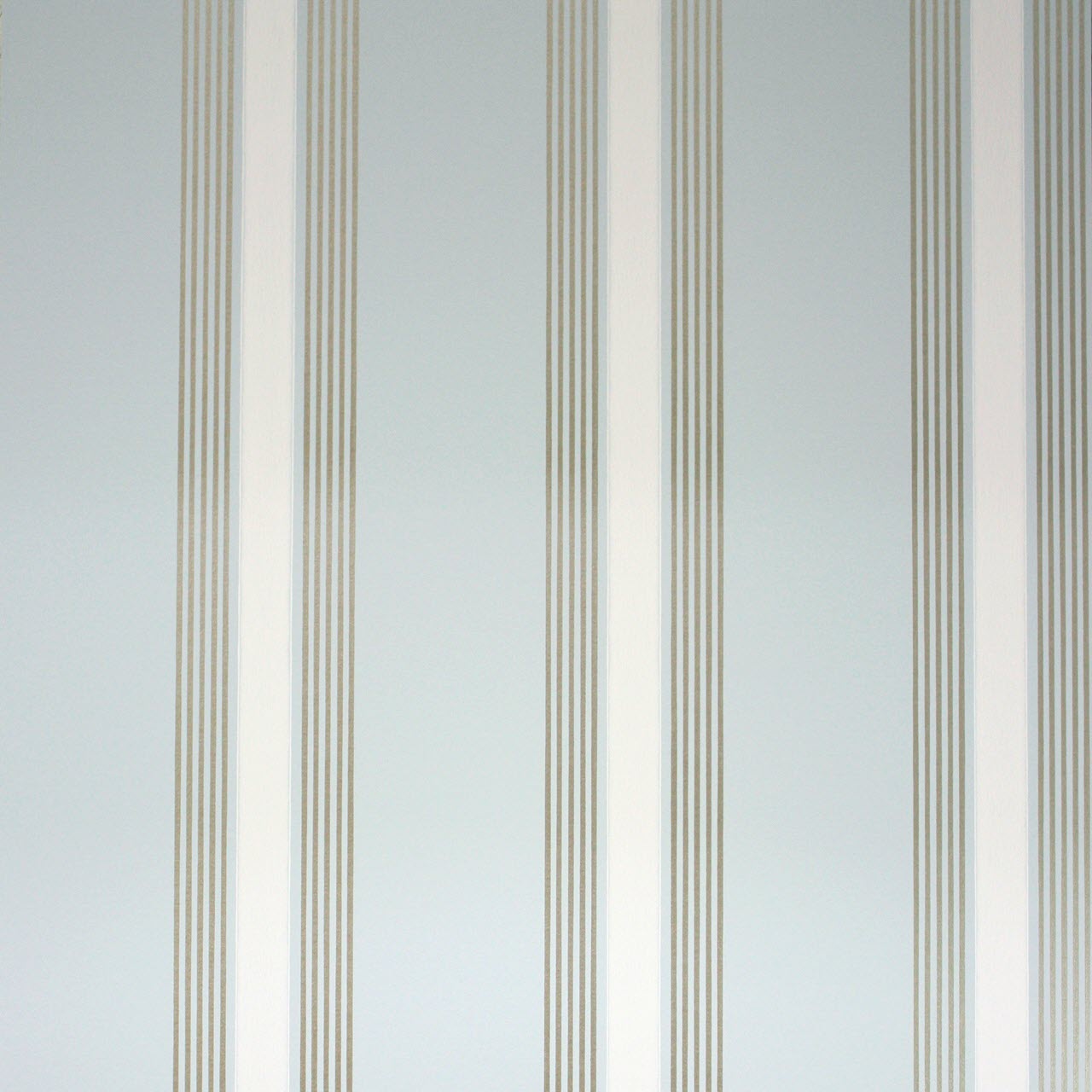 Osborne & Little Strand Grosvenor Stripe Pale Steel Blue, White and Gilver - W6291-05 Wallpaper