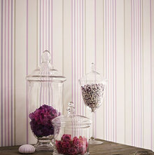 Osborne & Little Strand Marylebone Stripe Lilac and Stone - W6294-01 Wallpaper