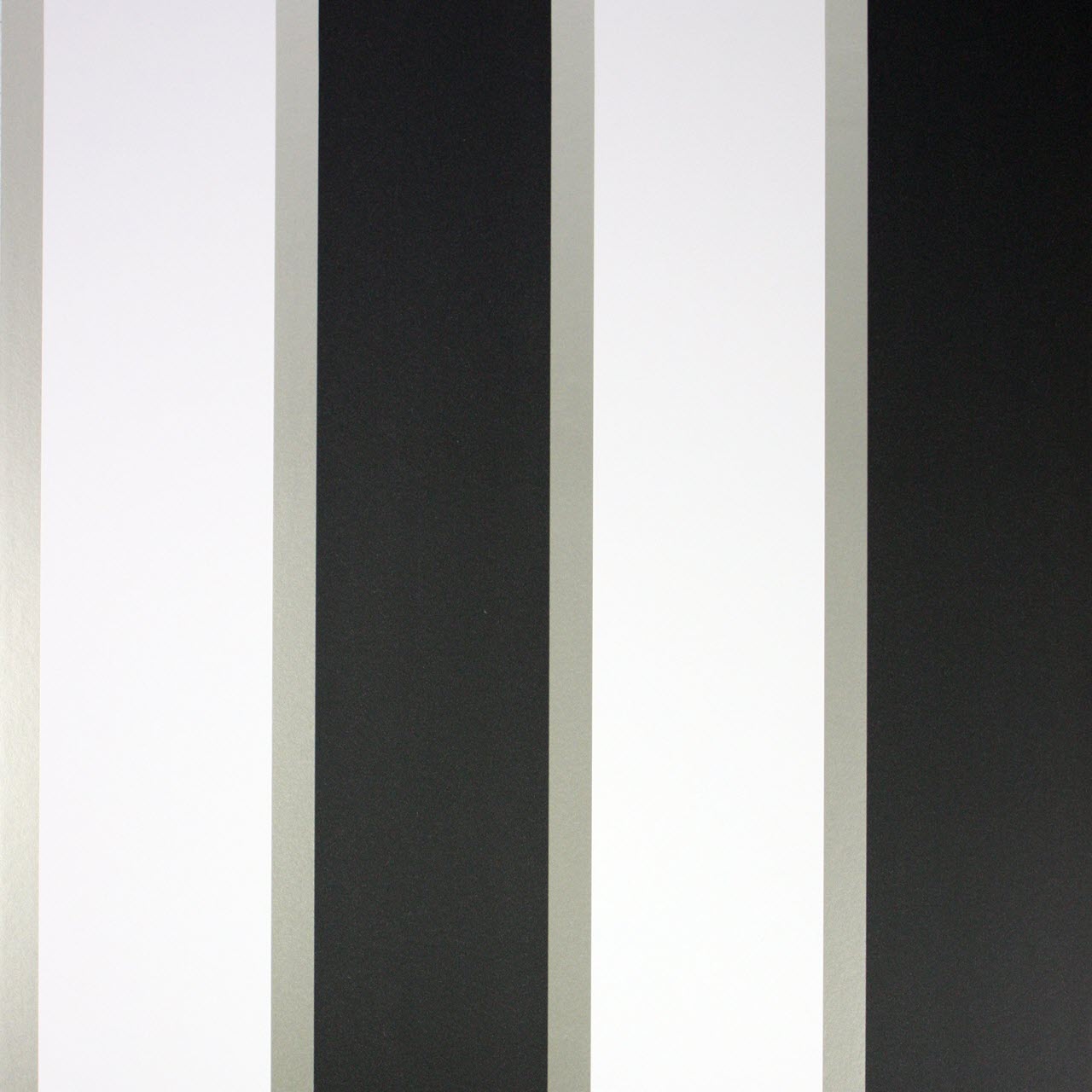 Osborne & Little Strand Fitzroy Stripe White, Black and Pale Gilver - W6295-04 Wallpaper