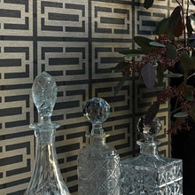 Osborne & Little Metropolis Vinyls 2 Kikko Trellis Vinyl Linen and Pale Gilver - W6330-03 Wallpaper (sold per linear metre)