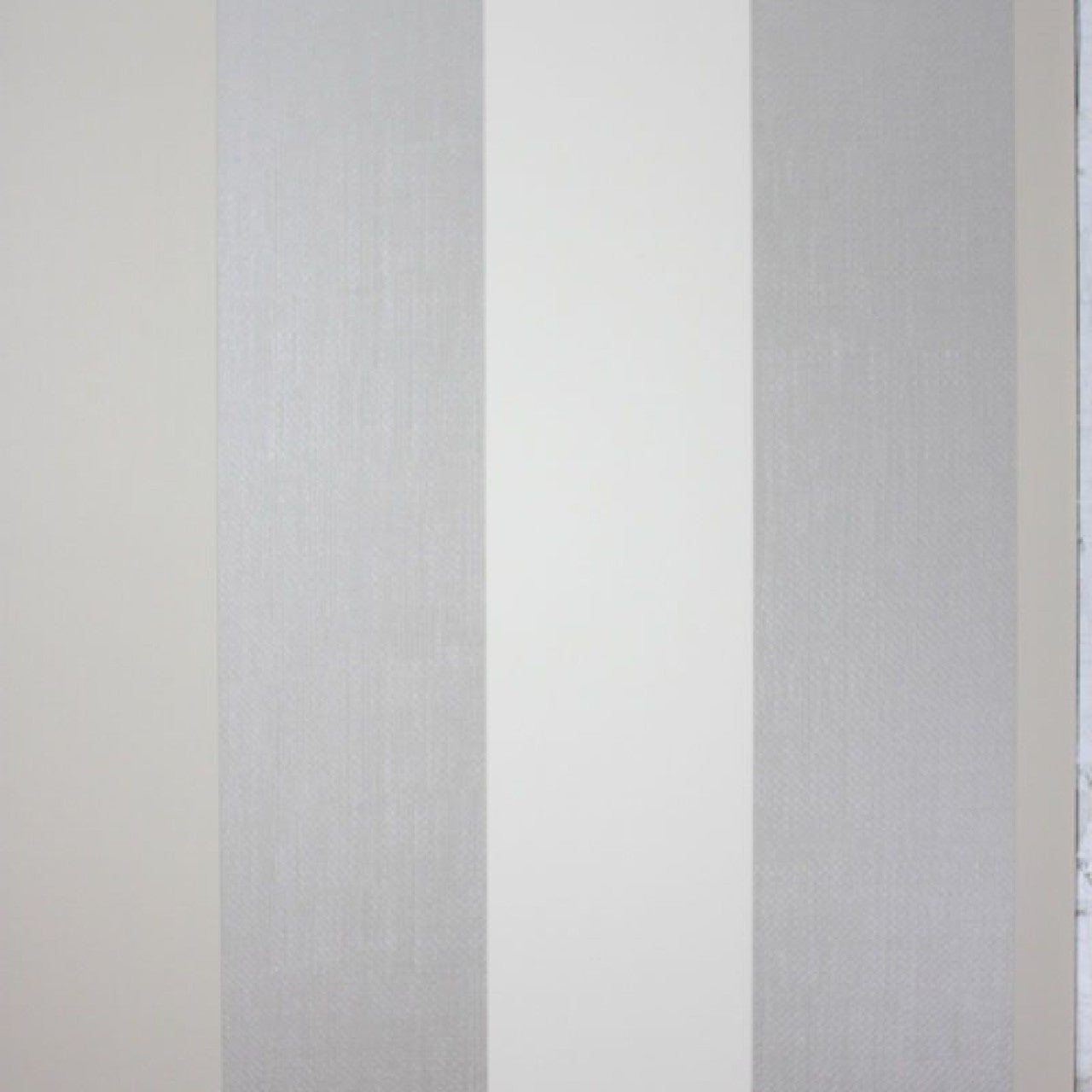 Osborne & Little Metropolis Vinyls 2 Dulwich Stripe Vinyl Beige and Pale Gilver - W6334-02 Wallpaper (sold per linear metre)