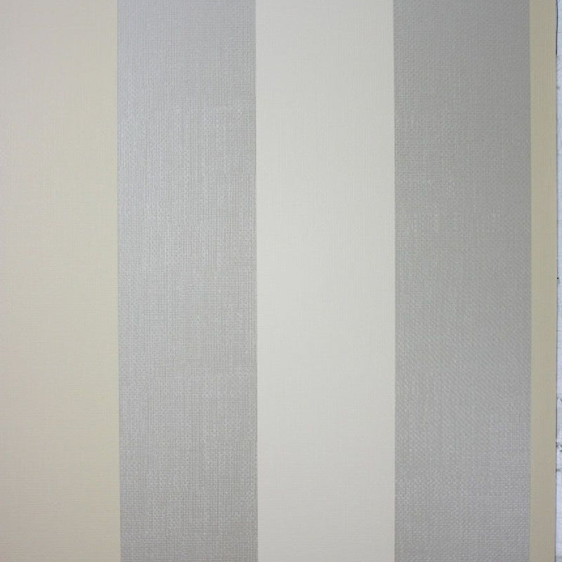 Osborne & Little Metropolis Vinyls 2 Dulwich Stripe Vinyl Pale Gilver and Buttermilk - W6334-03 Wallpaper (sold per linear metre)
