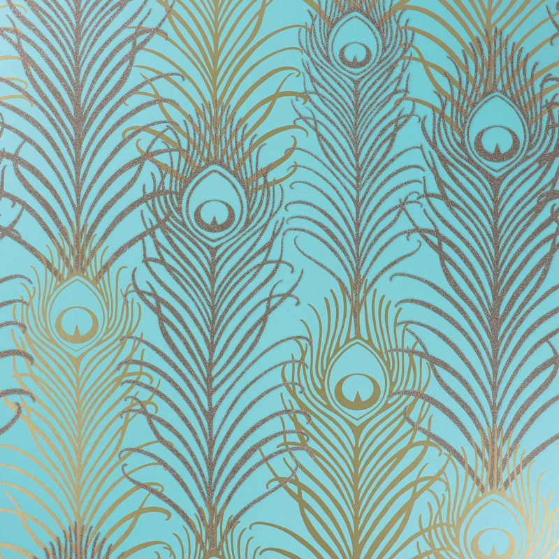 W6541-02 Peacock Jade / Metallic Gold Wallpaper by Matthew Williamson