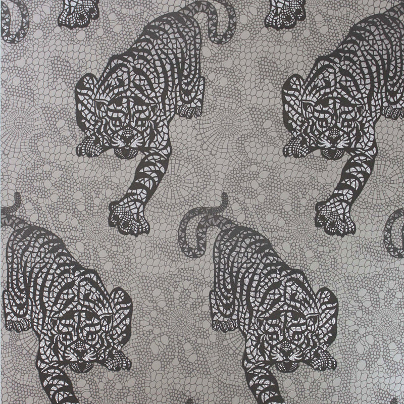 W6542-02 Tyger Tyger Metallic Silver Wallpaper by Matthew Williamson