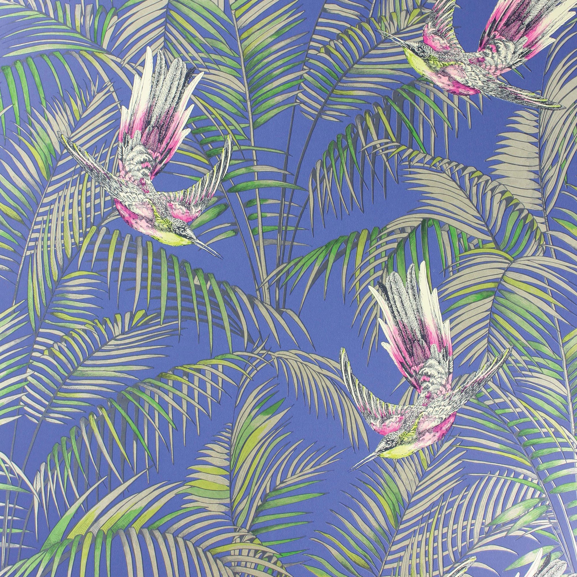 W6543-04 Sunbird Electric Blue Wallpaper by Matthew Williamson