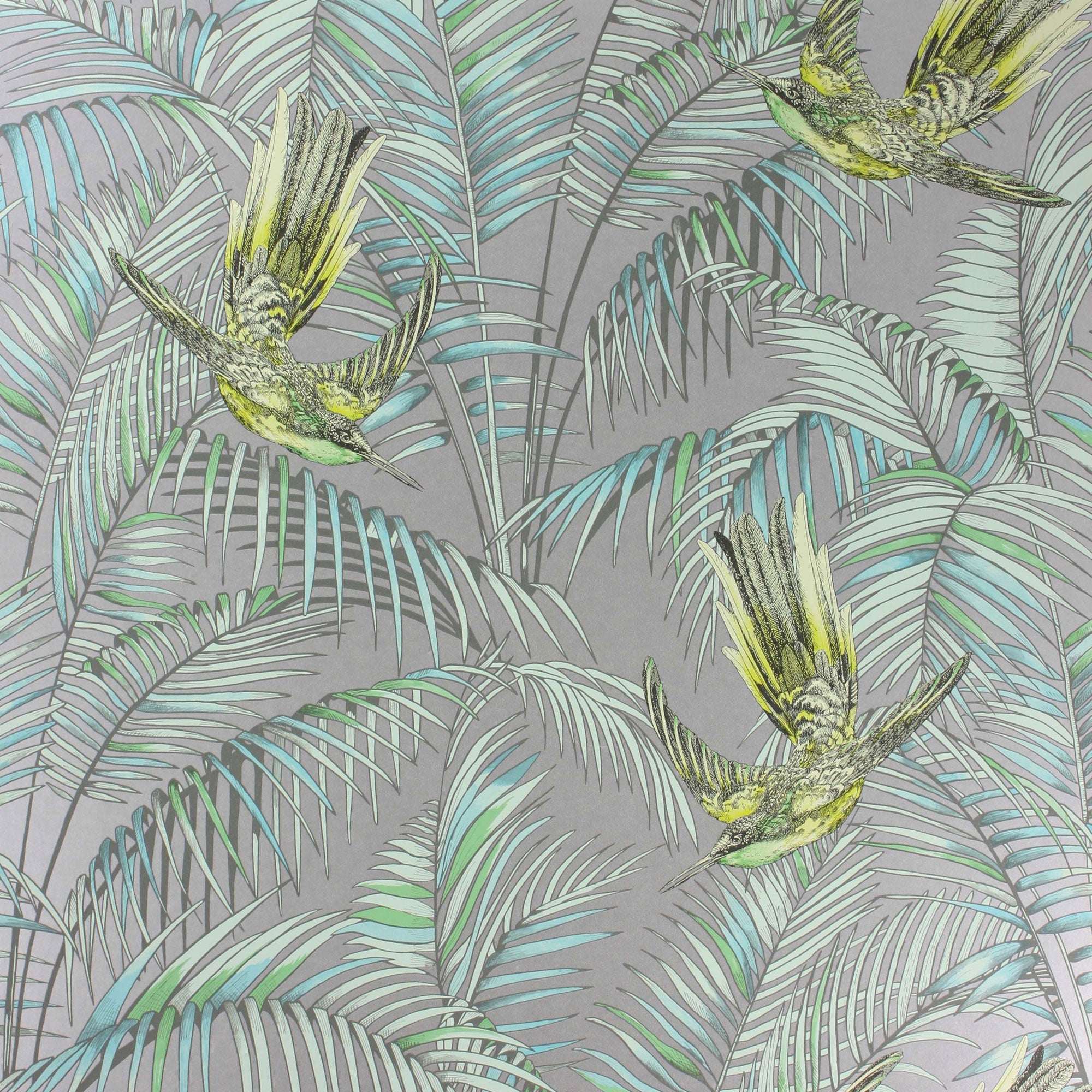 W6543-05 Sunbird Metallic Silver Wallpaper by Matthew Williamson