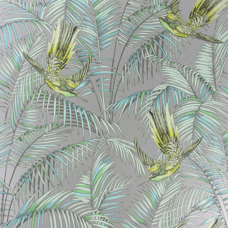 W6543-05 Sunbird Metallic Silver Wallpaper by Matthew Williamson