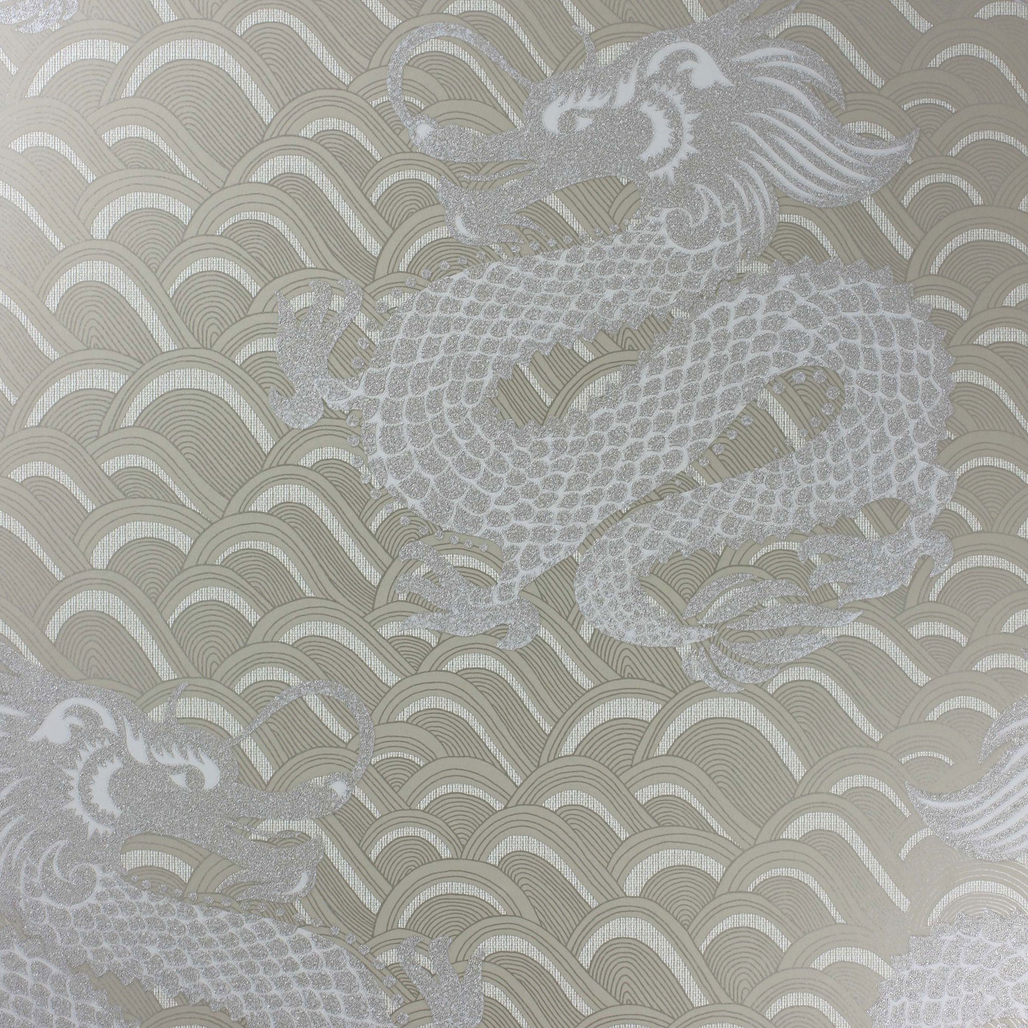 W6545-02 Celestial Dragon Metallic Wallpaper by Matthew Williamson