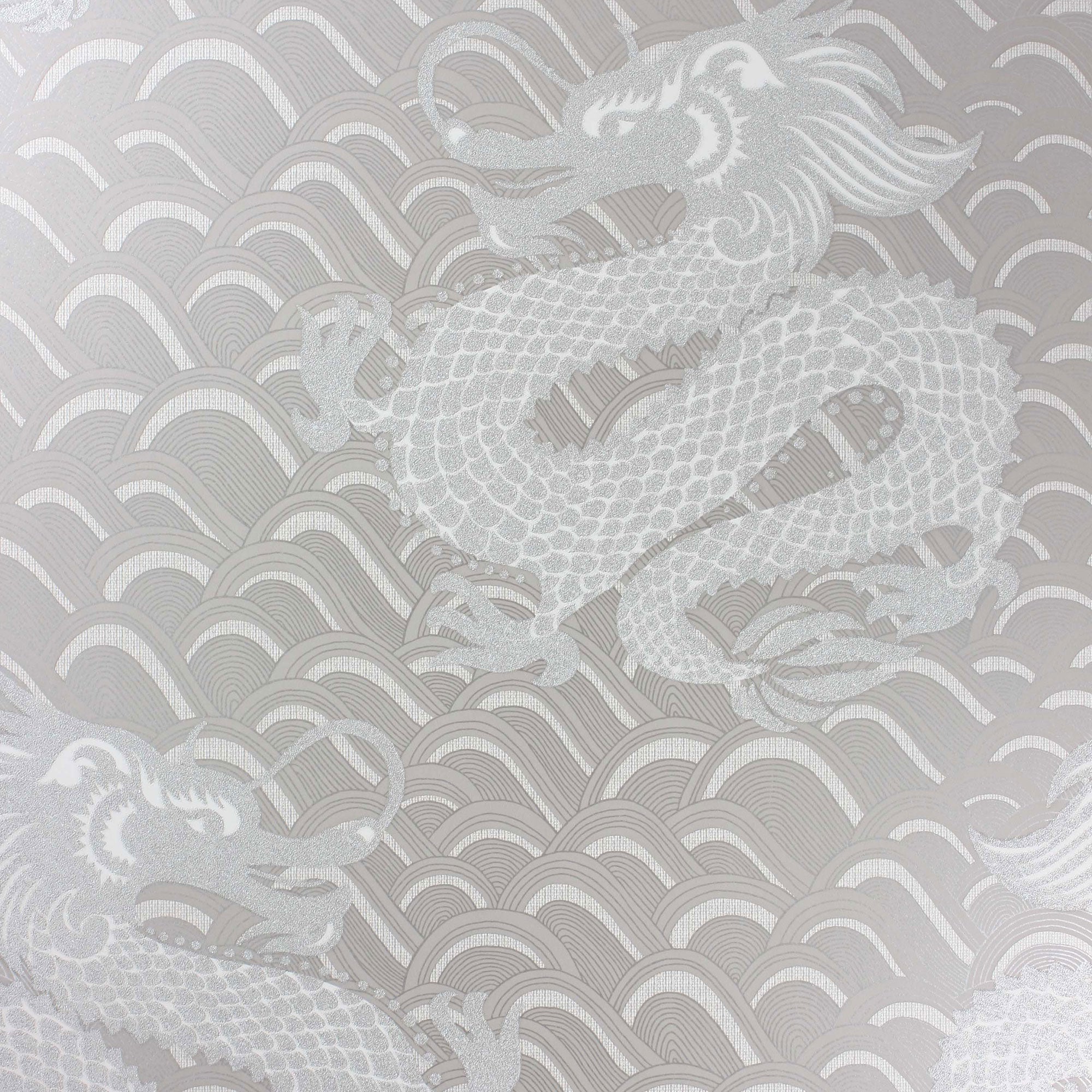 W6545-04 Celestial Dragon Pebble Wallpaper by Matthew Williamson