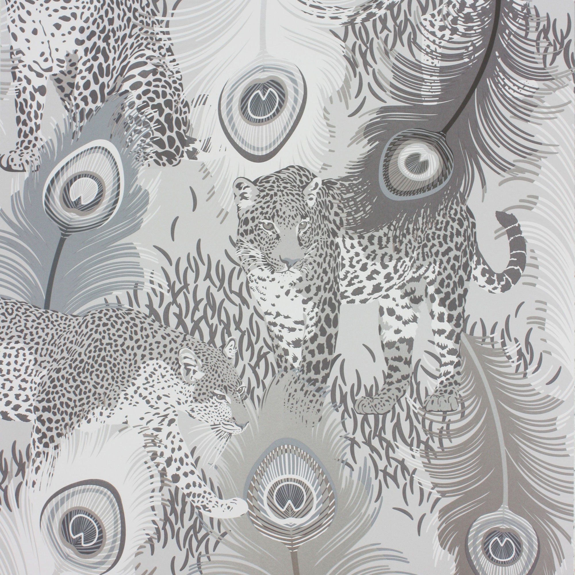 W6805-03 Leopardo Metallic Silver Wallpaper by Matthew Williamson