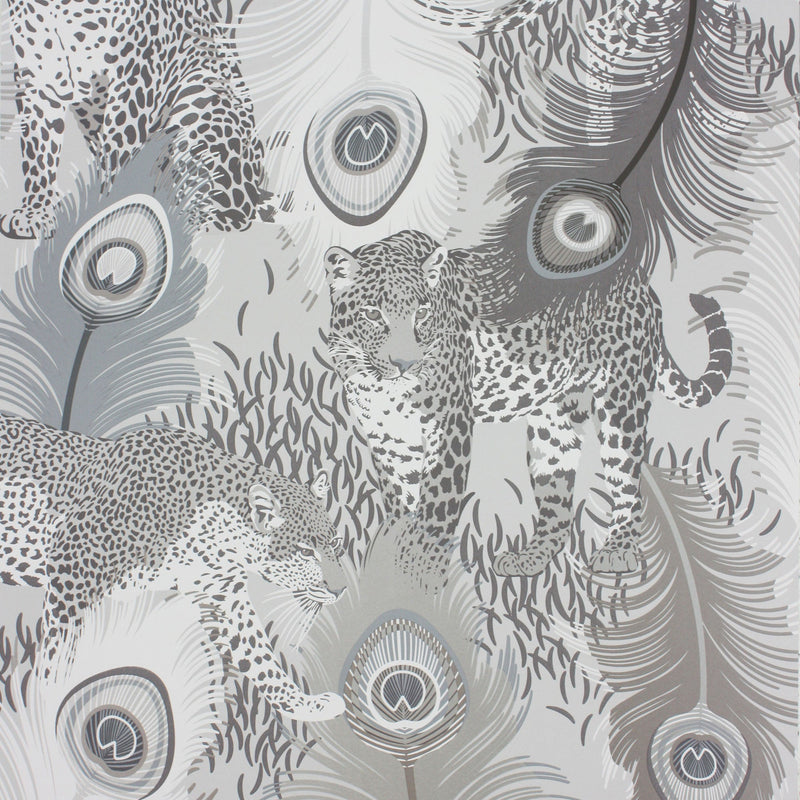 W6805-03 Leopardo Metallic Silver Wallpaper by Matthew Williamson