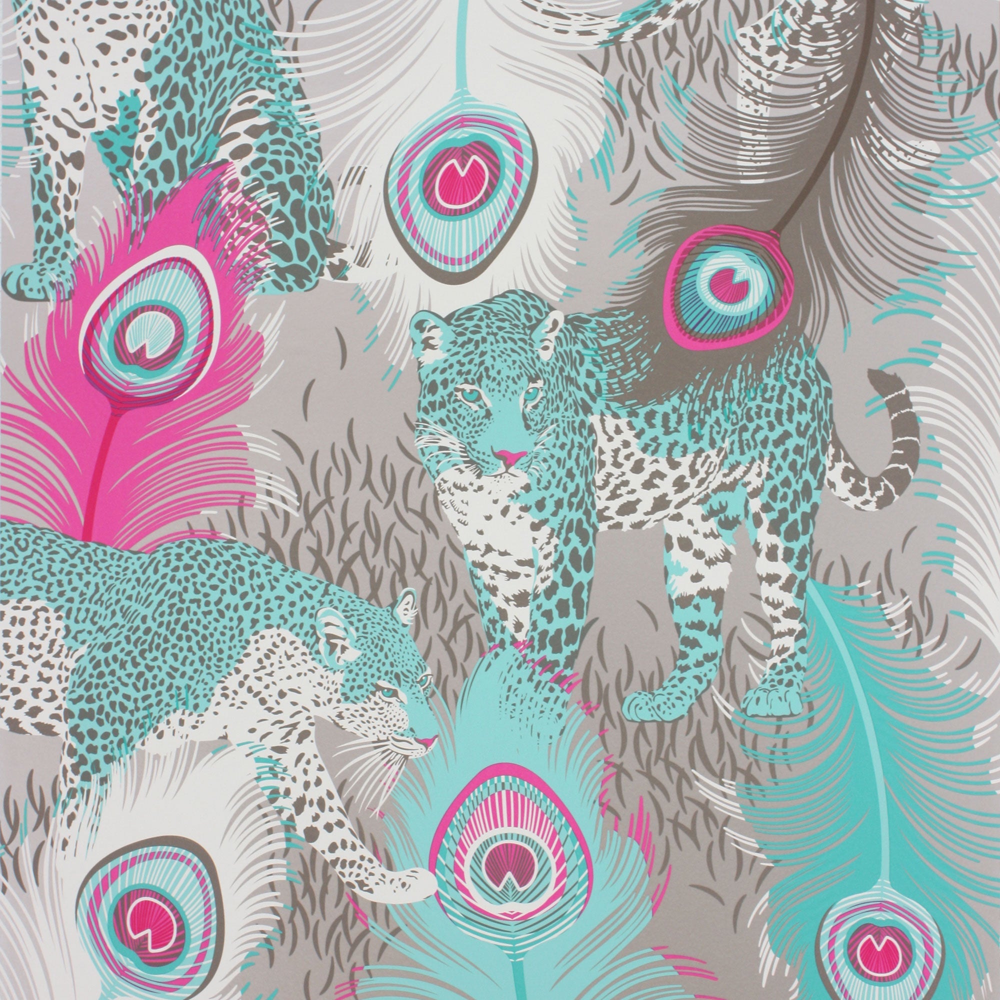 W6805-04 Leopardo Metallic Gilver Wallpaper by Matthew Williamson