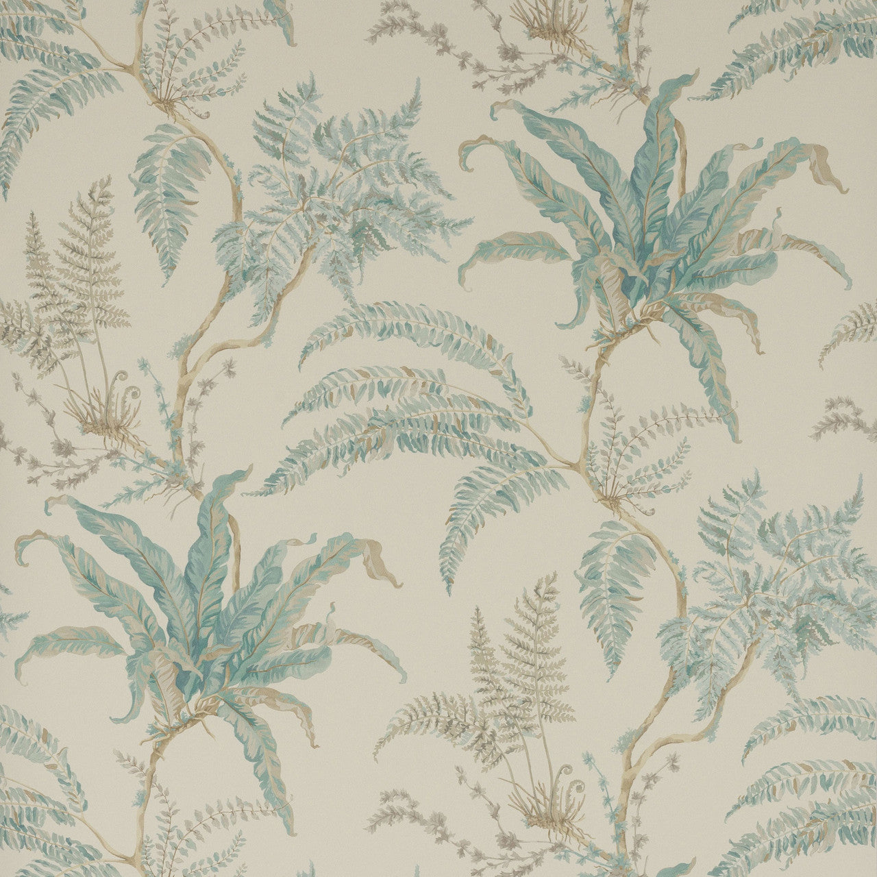 W7015-02 Woodfern Ashdown Aqua Wallpaper By Colefax and Fowler