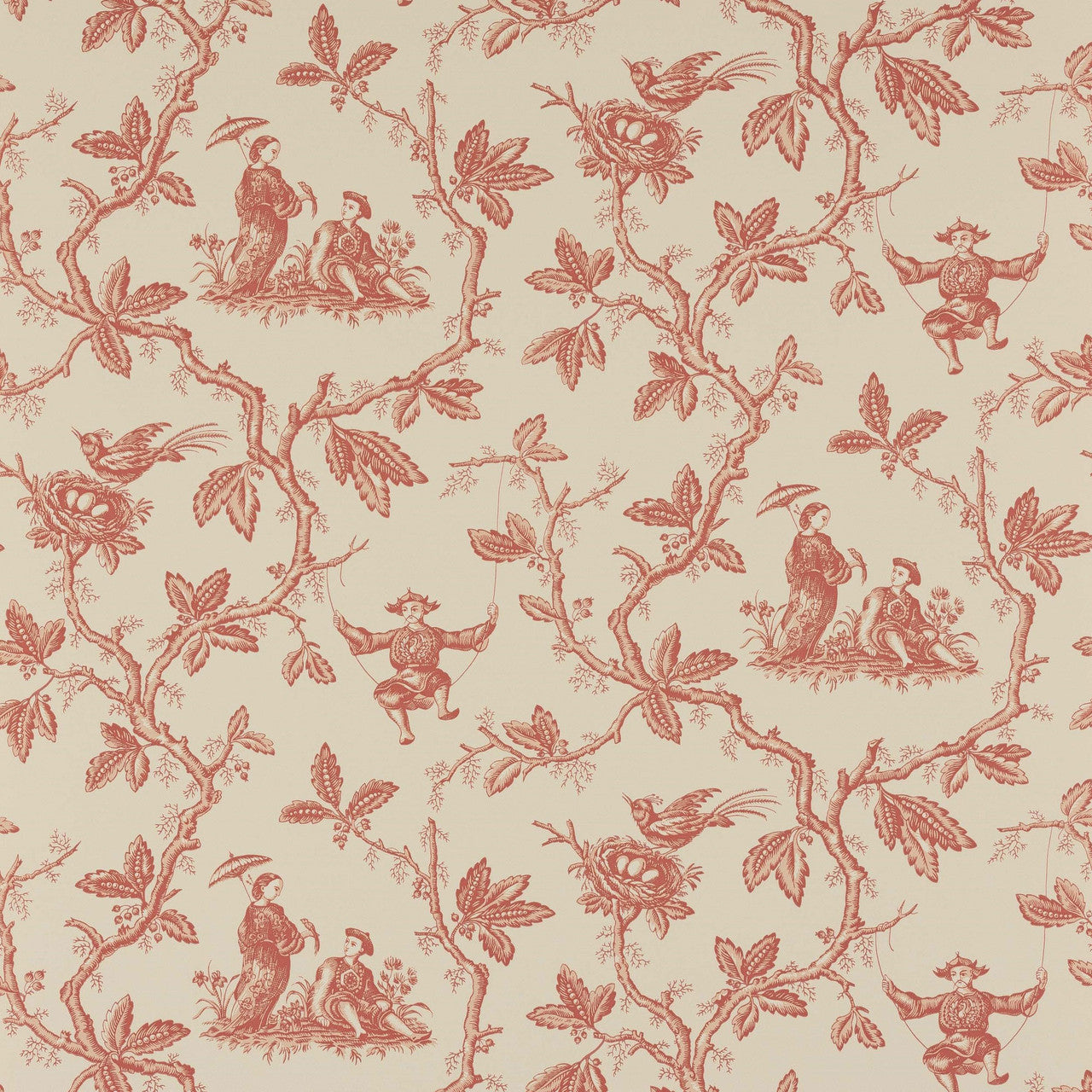 W7017/01 Toile Chinoise Ashdown Pink Wallpaper By Colefax and Fowler