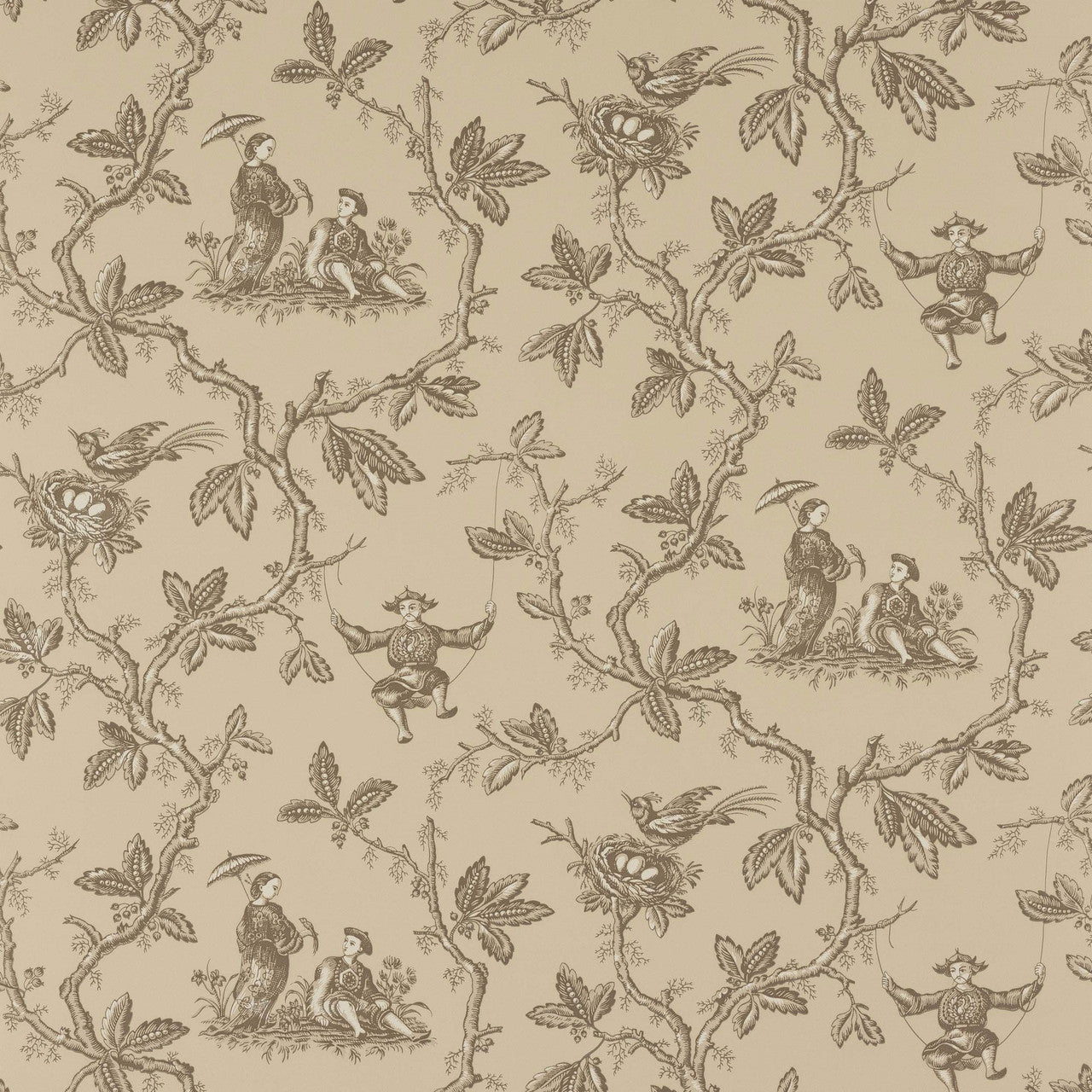 W7017/04 Toile Chinoise Ashdown Charcoal Wallpaper By Colefax and Fowler
