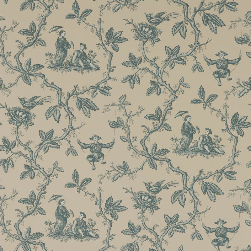 W7017/06 Toile Chinoise Ashdown Aqua Wallpaper By Colefax and Fowler