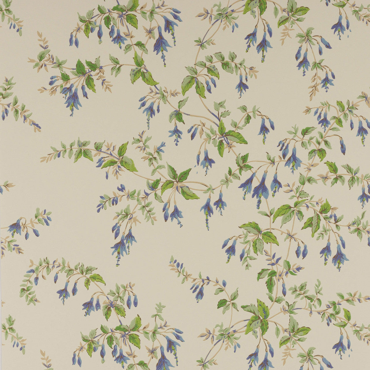 W7018/01 Fuchsia Ashdown Blue/Leaf Wallpaper By Colefax and Fowler