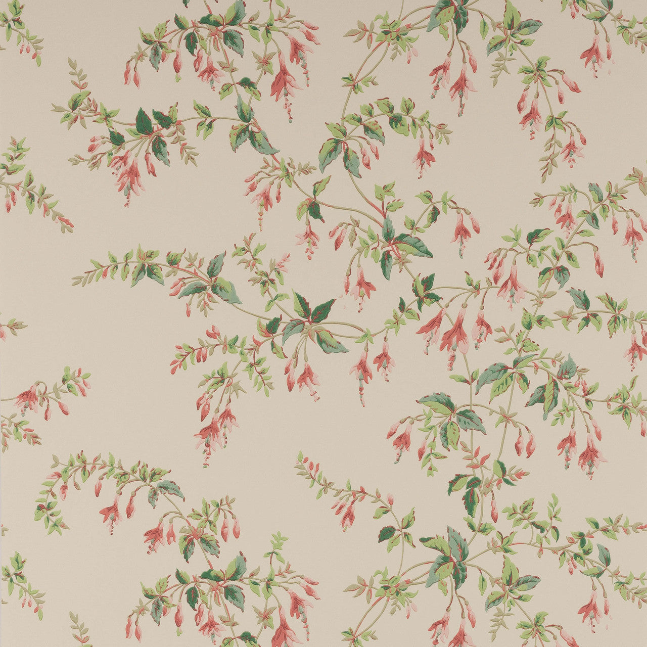 W7018/03 Fuchsia Ashdown Pink/Green Wallpaper By Colefax and Fowler