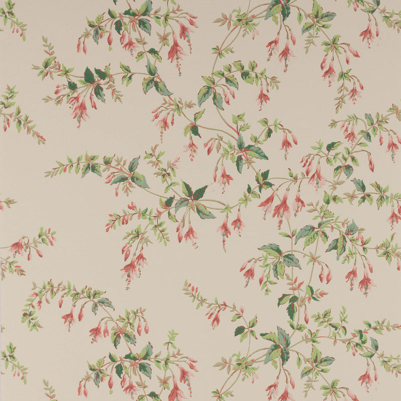 W7018/03 Fuchsia Ashdown Pink/Green Wallpaper By Colefax and Fowler