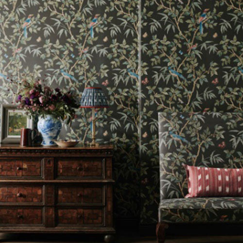 W7021/02 Ashdown Black Wallpaper By Colefax and Fowler