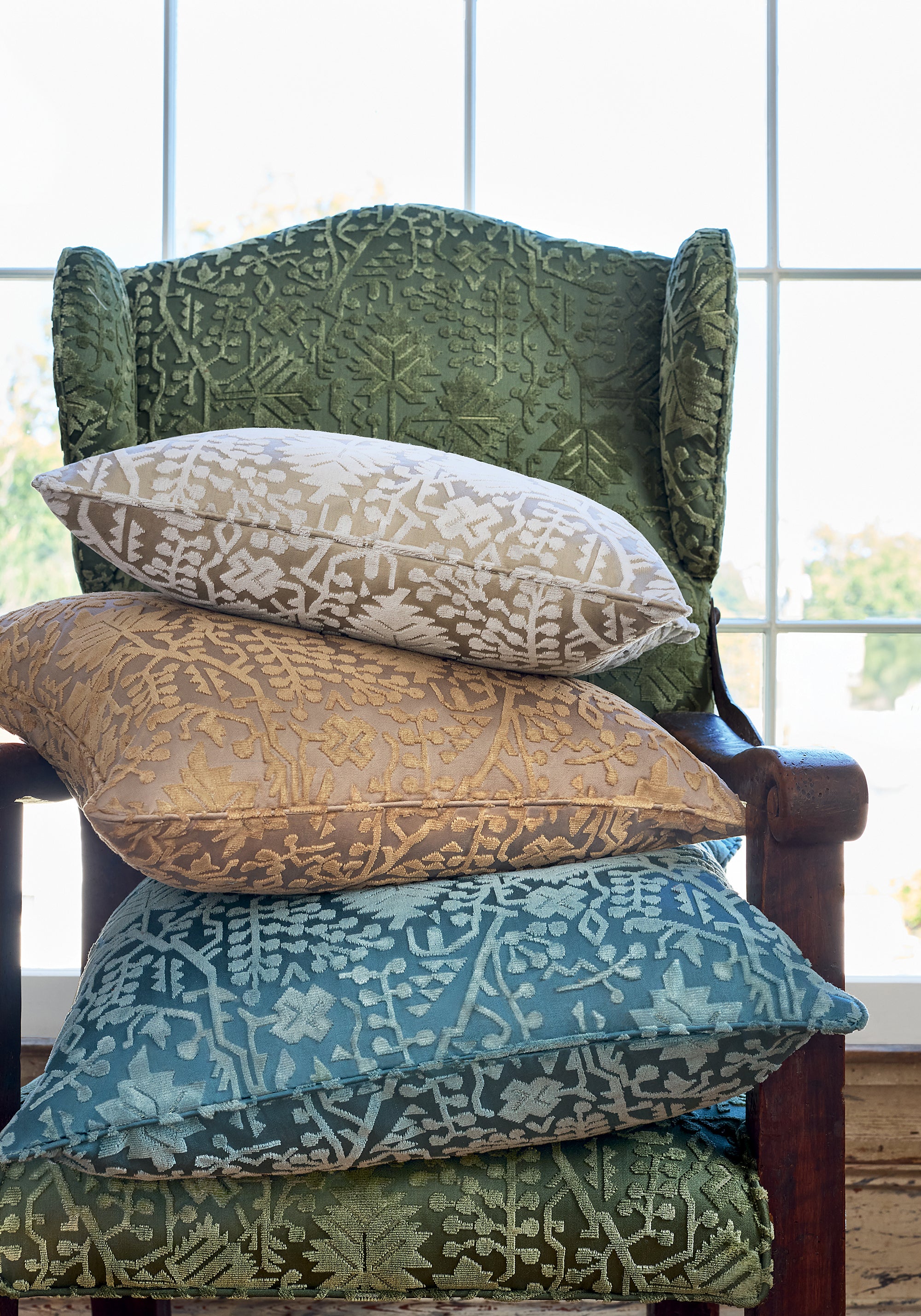 W710501 Morris Velvet Camel Boxwood Fabric by Thibaut
