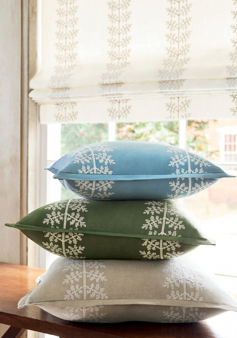 W710504 Amble Embroidery Flax Boxwood Fabric by Thibaut