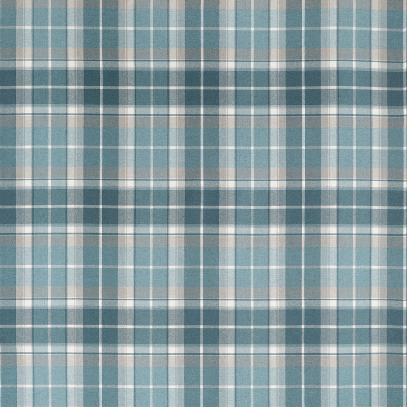 W710534 Scot's Plaid Spa Blue Boxwood Fabric by Thibaut