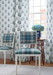 W710534 Scot's Plaid Spa Blue Boxwood Fabric by Thibaut