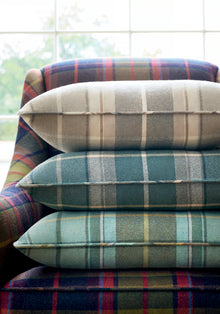 W710534 Scot's Plaid Spa Blue Boxwood Fabric by Thibaut