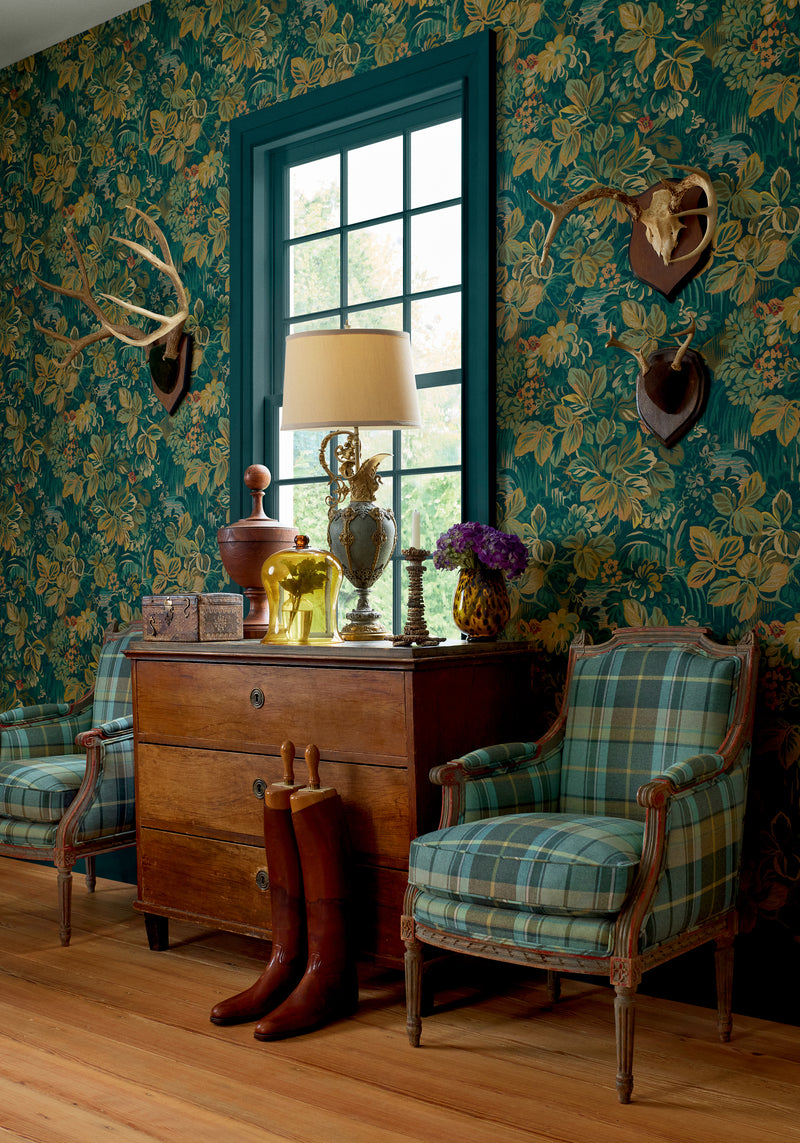 W710535 Scot's Plaid Sage Boxwood Fabric by Thibaut