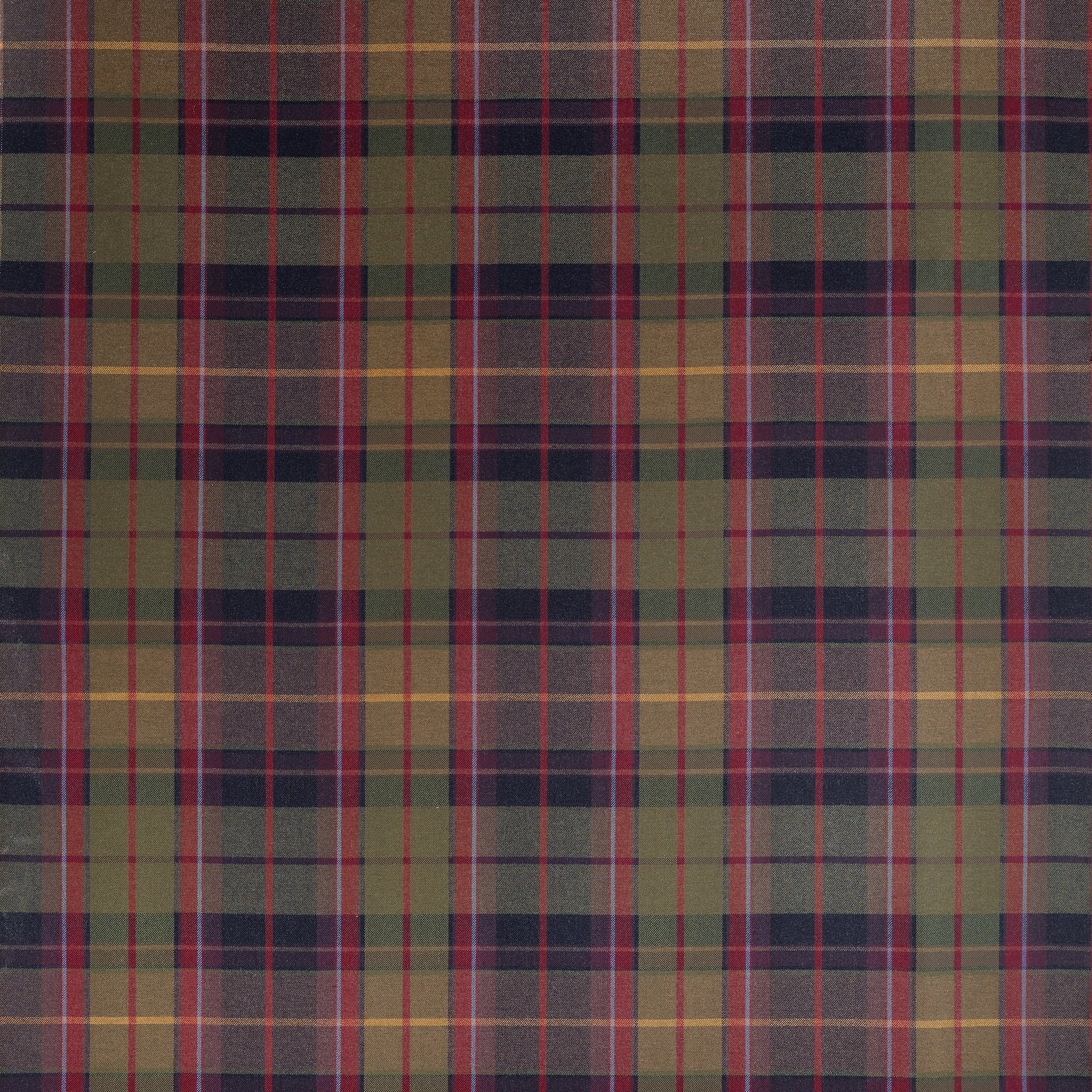 W710536 Scot's Plaid Olive and Cranberry Boxwood Fabric by Thibaut