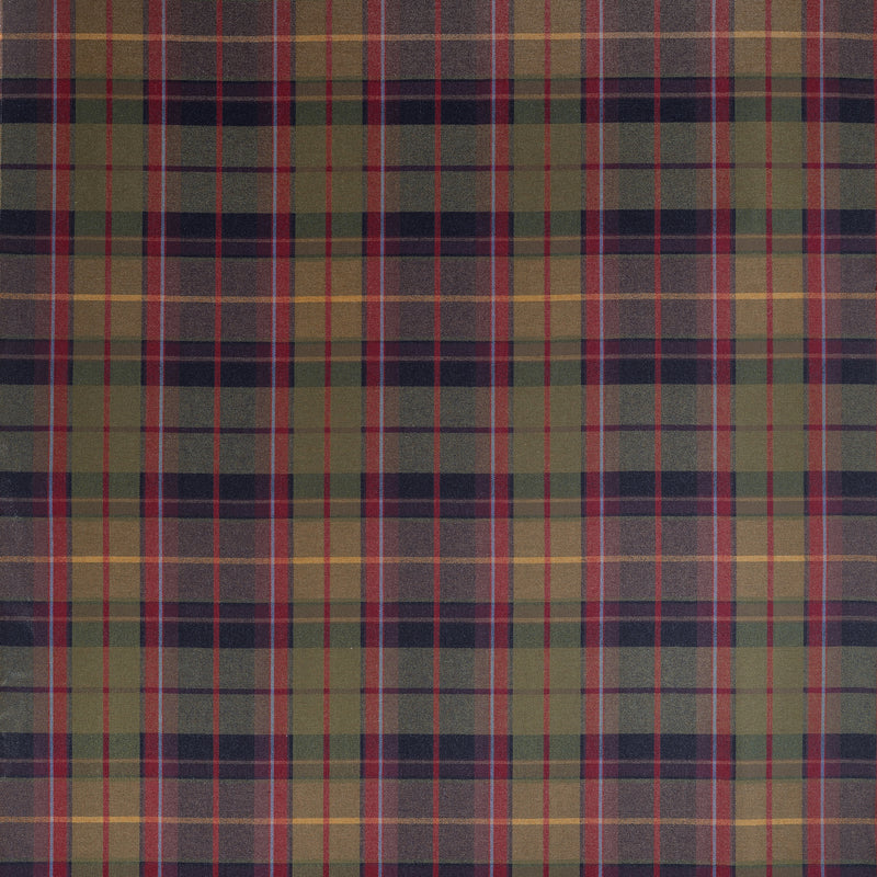 W710536 Scot's Plaid Olive and Cranberry Boxwood Fabric by Thibaut