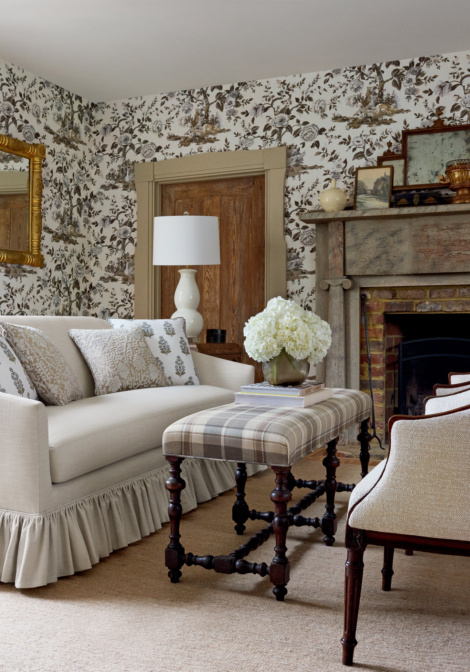W710537 Scot's Plaid Beige Boxwood Fabric by Thibaut