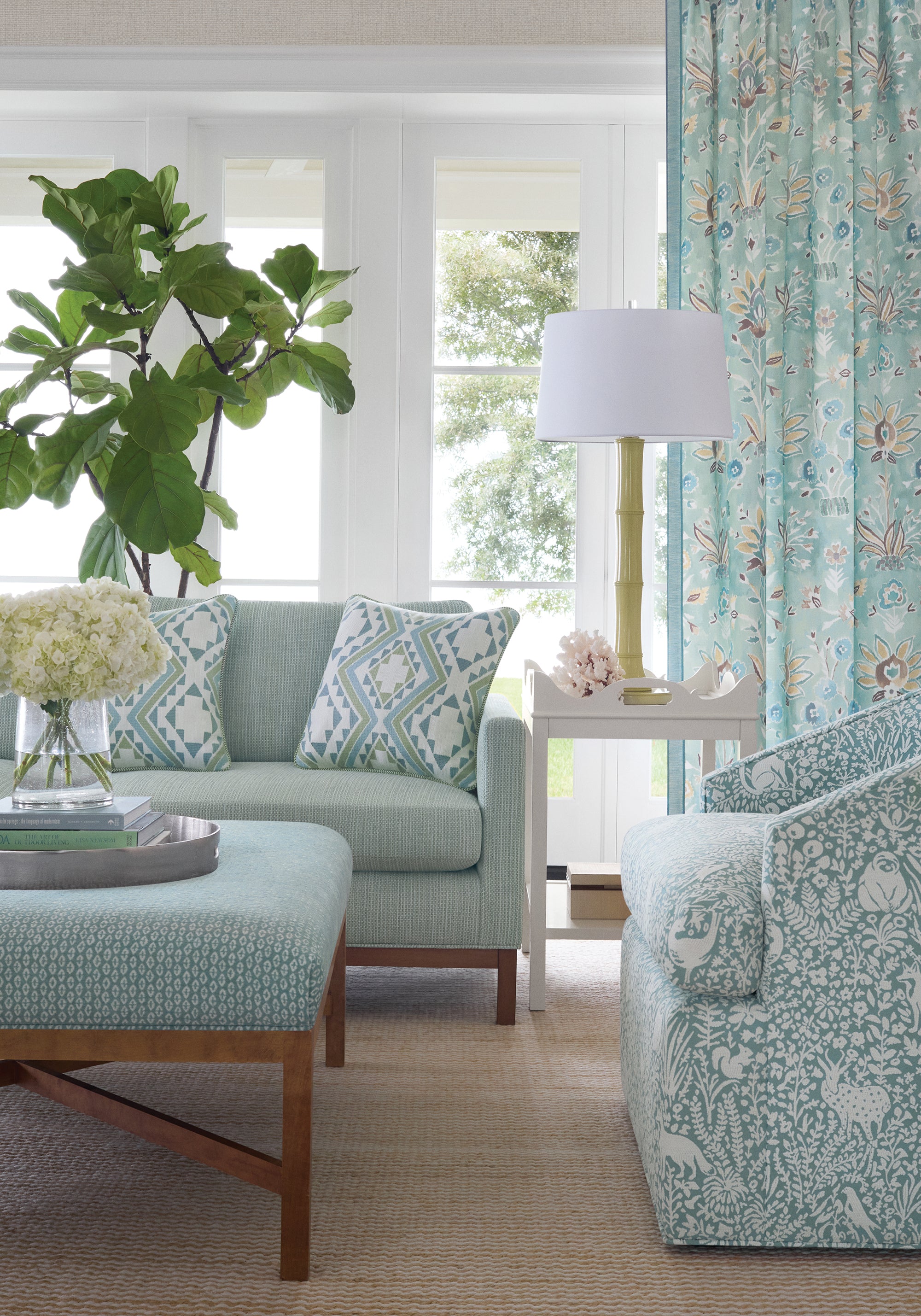 W711108 Kindred Mineral Acadia Fabric by Thibaut