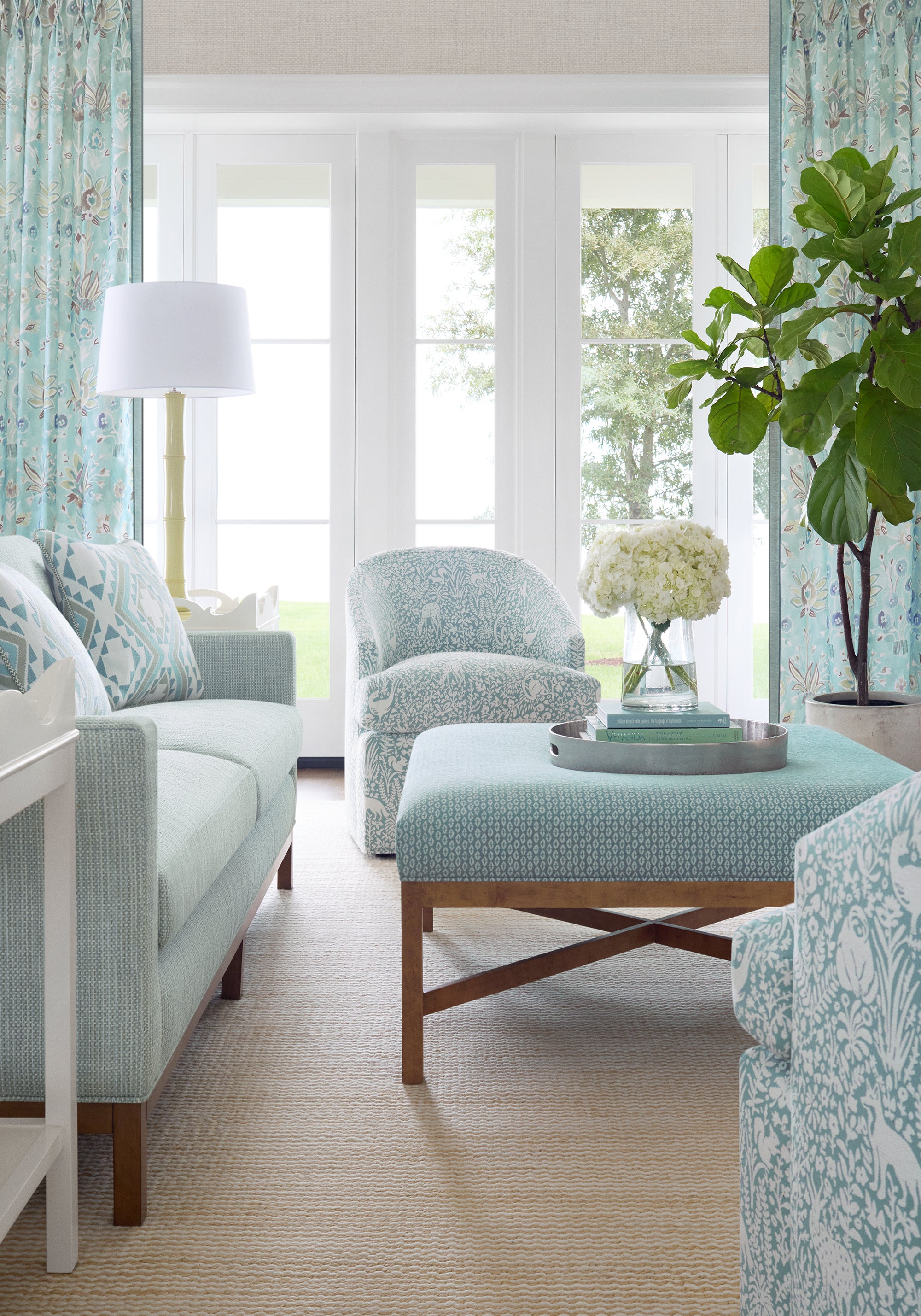 W711108 Kindred Mineral Acadia Fabric by Thibaut