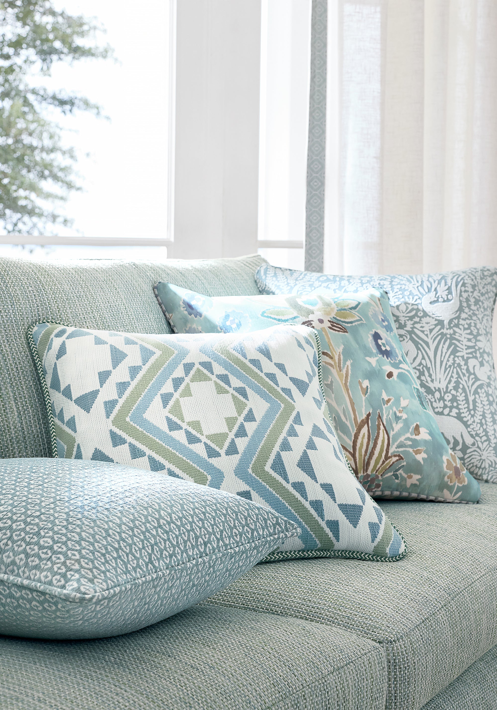 W711108 Kindred Mineral Acadia Fabric by Thibaut
