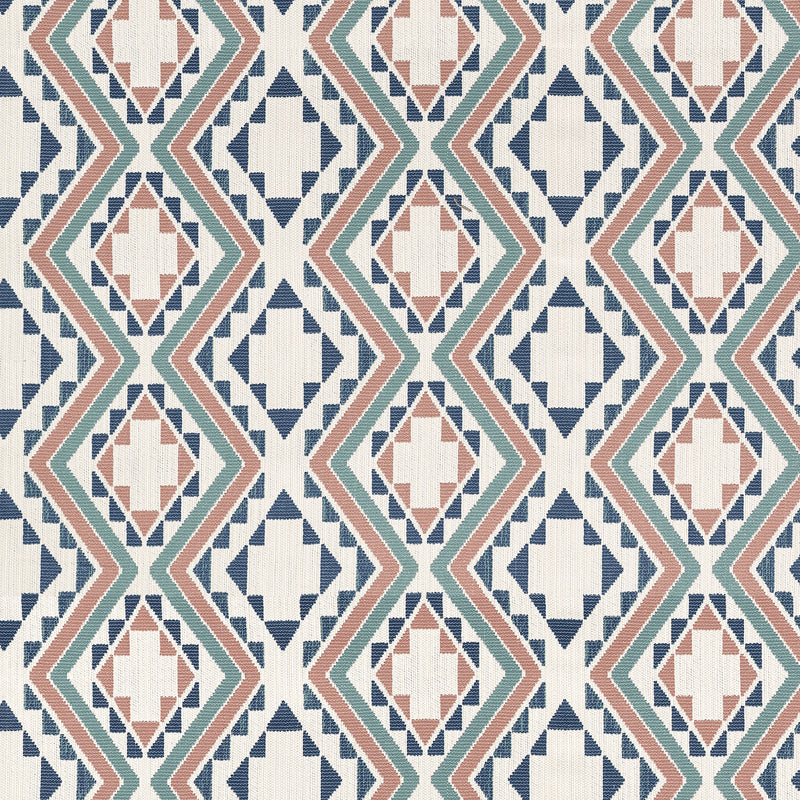 W711114 Sagamore Clay and Navy Acadia Fabric by Thibaut
