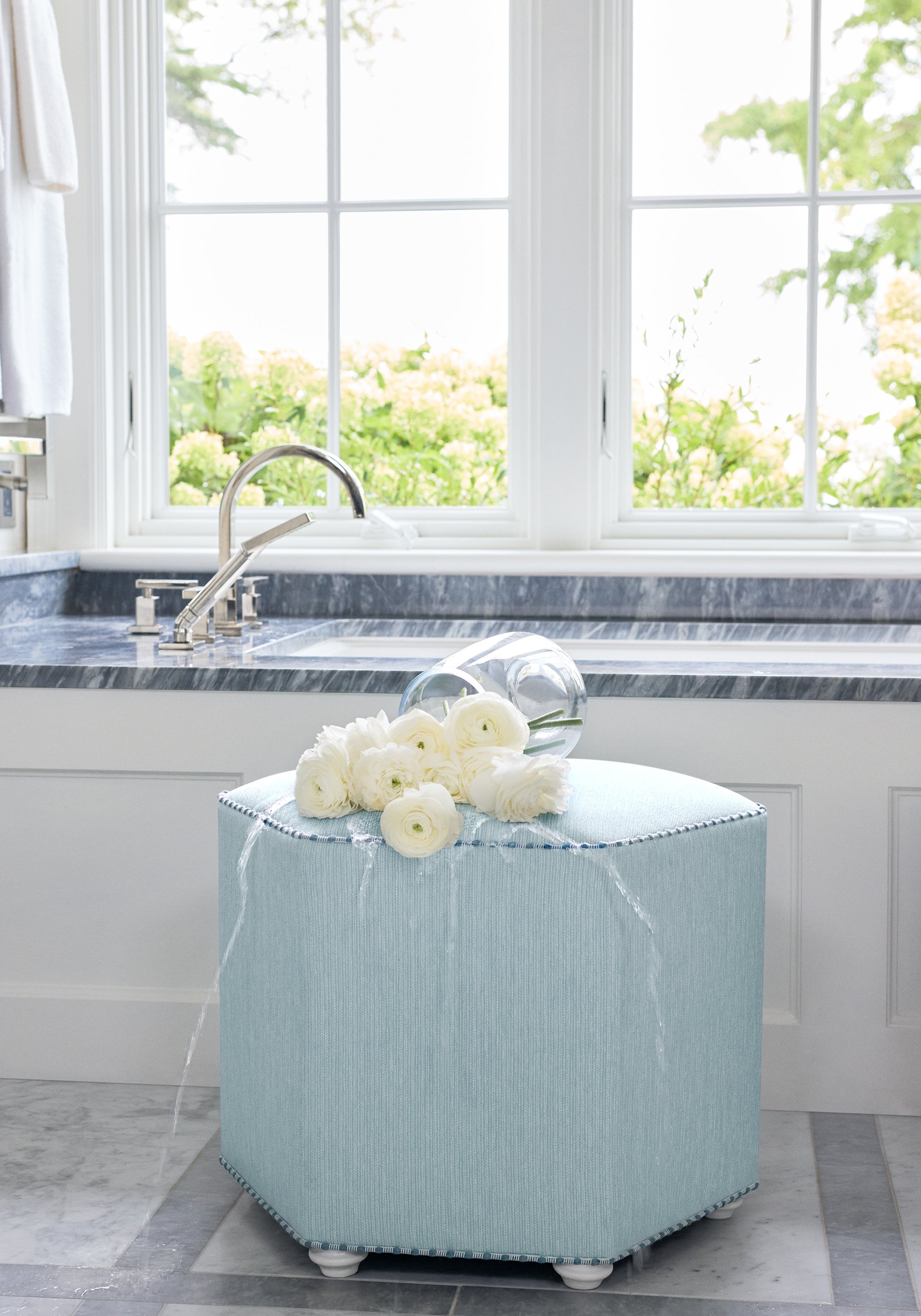 W711126 Wrigley Aqua Acadia Fabric by Thibaut