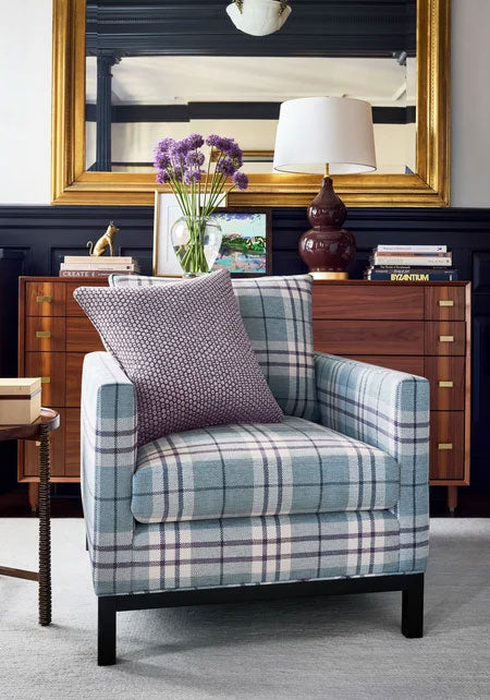 Percival Plaid Mineral Savile Fabric by Thibaut
