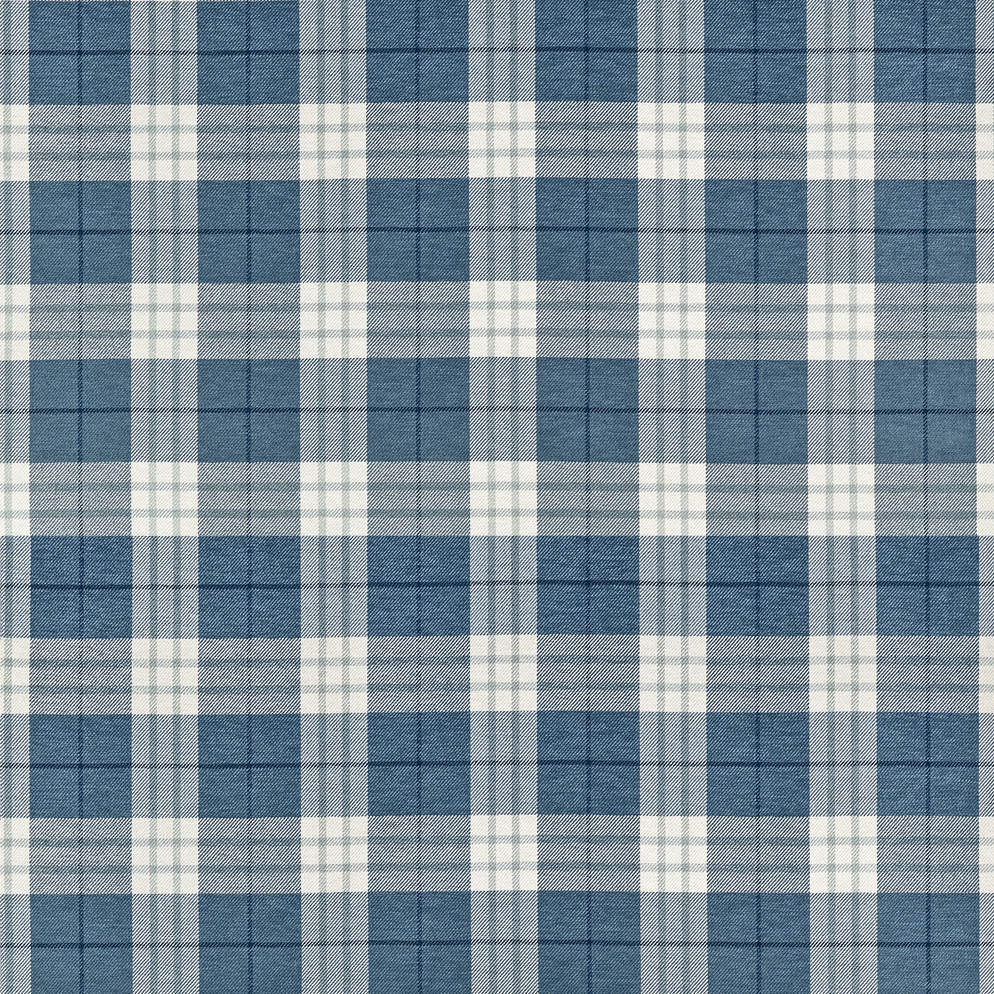 W711329 Percival Plaid True Blue Fabric by Thibaut