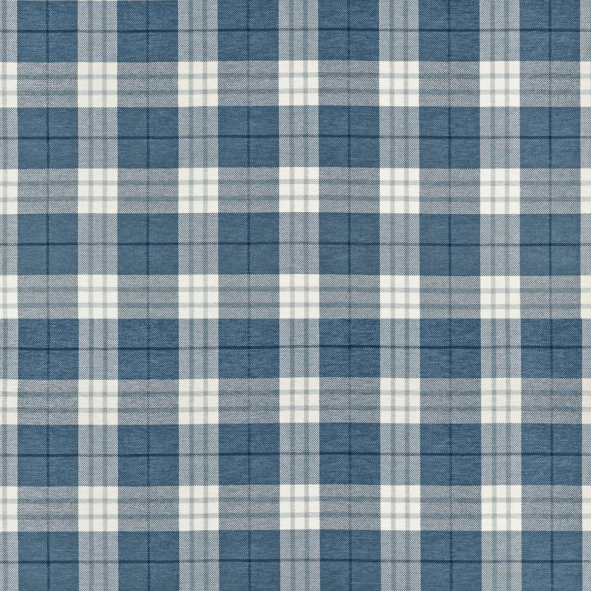 W711329 Percival Plaid True Blue Fabric by Thibaut