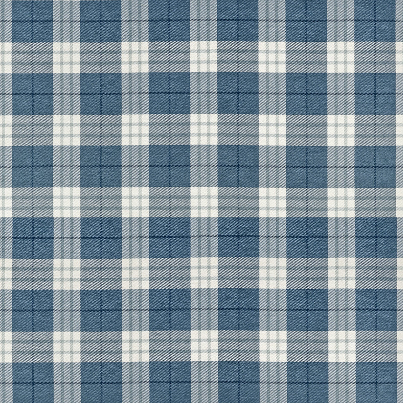 W711329 Percival Plaid True Blue Fabric by Thibaut