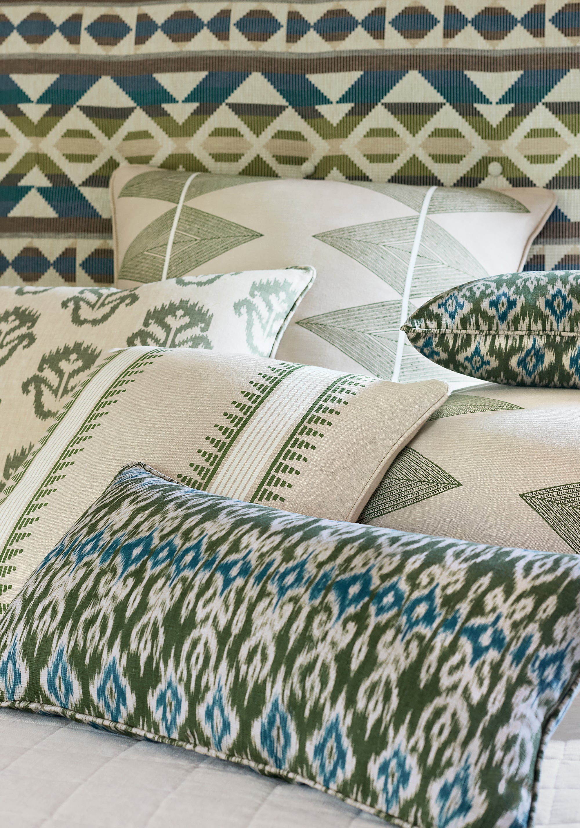 W712027 Berber Blanket Green and Blue Vista Fabric by Thibaut